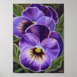 Purple pansies art print poster by Renee Lavoie