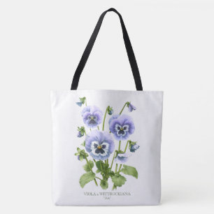 Purple Pansies Botanical Art Customisable Tote Bag