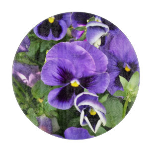 purple pansies cutting board