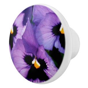 Purple Pansies Drawer Knob