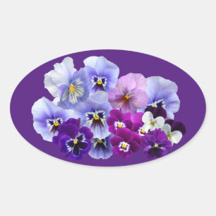 Purple Pansies Envelope Seals Stickers