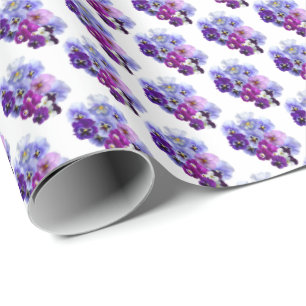 Purple Pansies Floral Gift Wrapping Paper