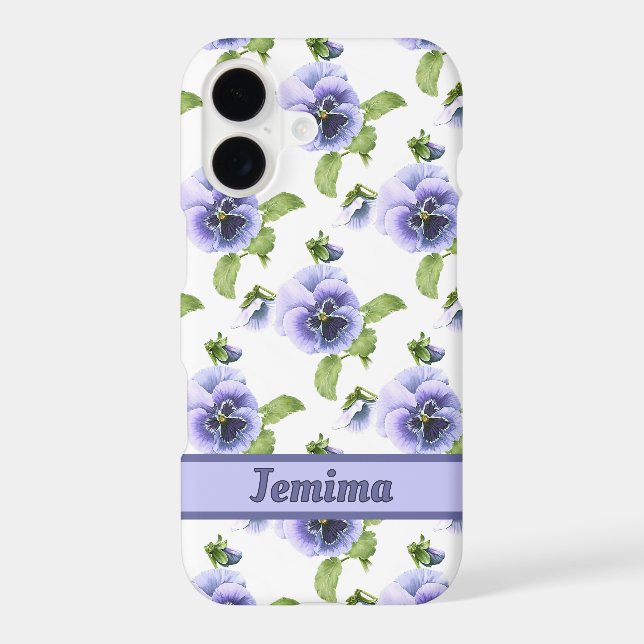 Purple Pansies Floral Pattern Personalised (Back)