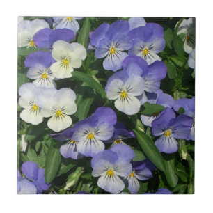 Purple Pansies Garden Floral Ceramic Tile