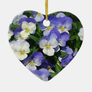 Purple Pansies Garden Floral Ceramic Tree Decoration