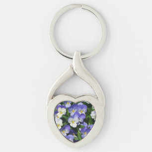 Purple Pansies Garden Floral Key Ring