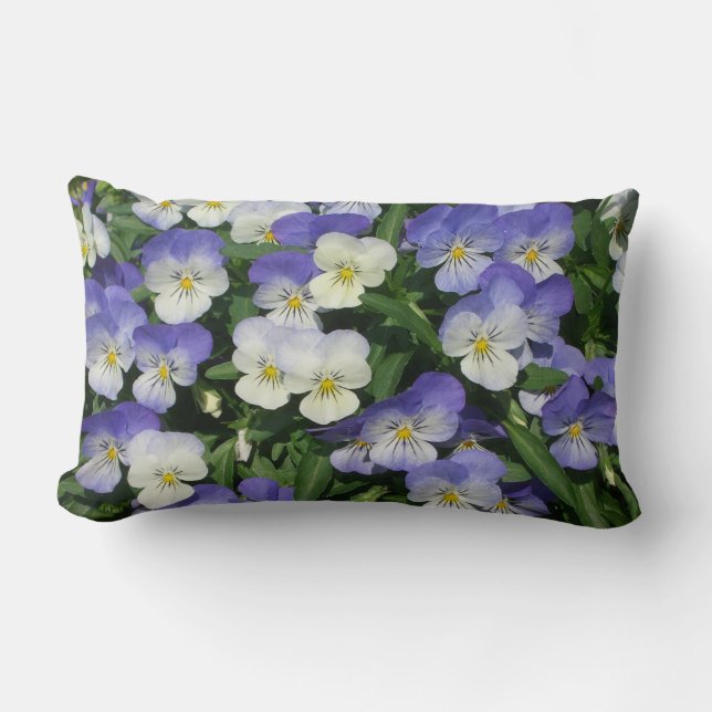 Purple Pansies Garden Floral Lumbar Cushion (Front)