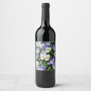 Purple Pansies Garden Floral Wine Label