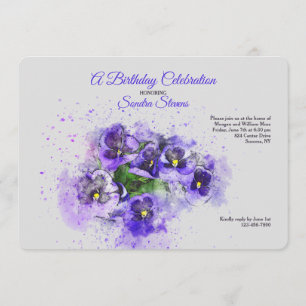 Purple Pansies Invitation