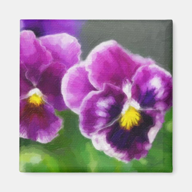 Purple pansies magnet (Front)