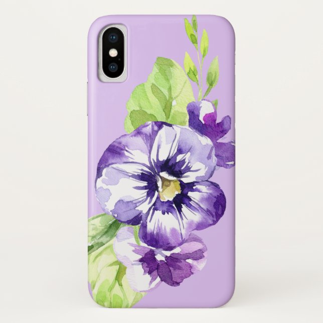 Purple Pansies on Lavender Cell Phone Case (Back)