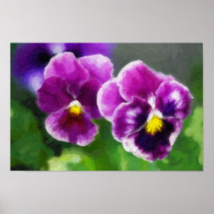 Purple pansies poster