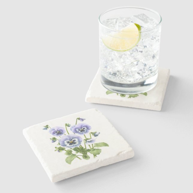 Purple Pansies  Stone Coaster (Side)