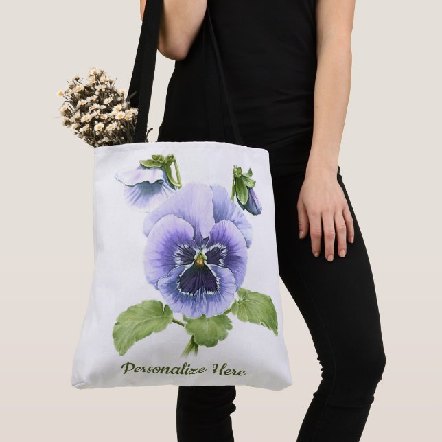 Purple Pansies Tote Bag (Close Up)