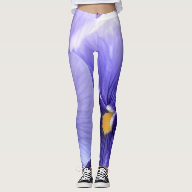 Purple Pansies with Yellow Centre Floral, Photo 21 Leggings (Front)