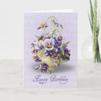 Purple Pansy Basket On Eyelet