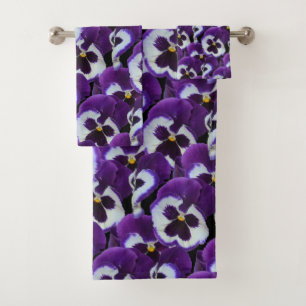 Purple Pansy Bouquet, Bath Towel Set