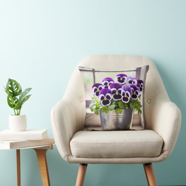 Purple Pansy Bouquet Cushion (Chair)