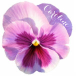 Purple Pansy Custom Name Cutout Keychain Photo Sculpture Key Ring<br><div class="desc">A cut-out photo of a beautiful light purple pansy with a template for first name on one of the petals.</div>