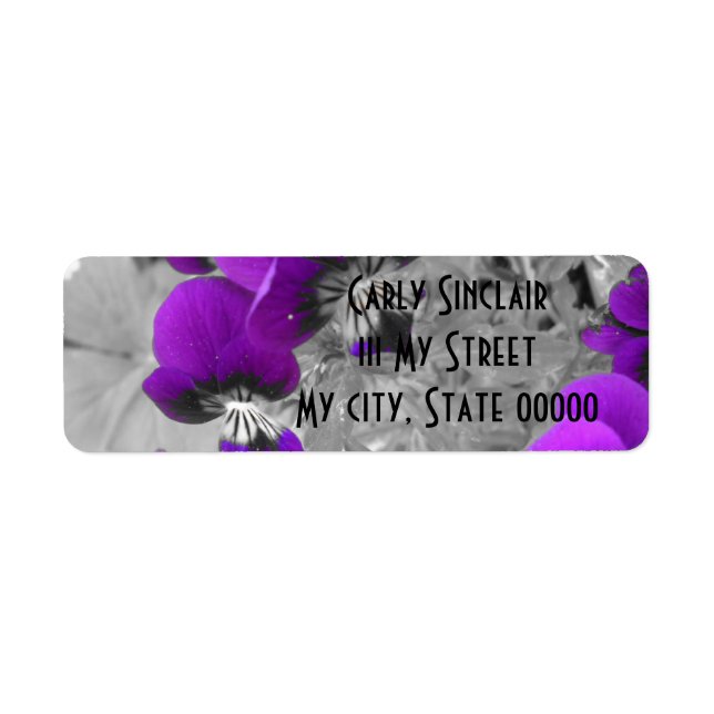 Purple Pansy Effect Return Address Label (Front)