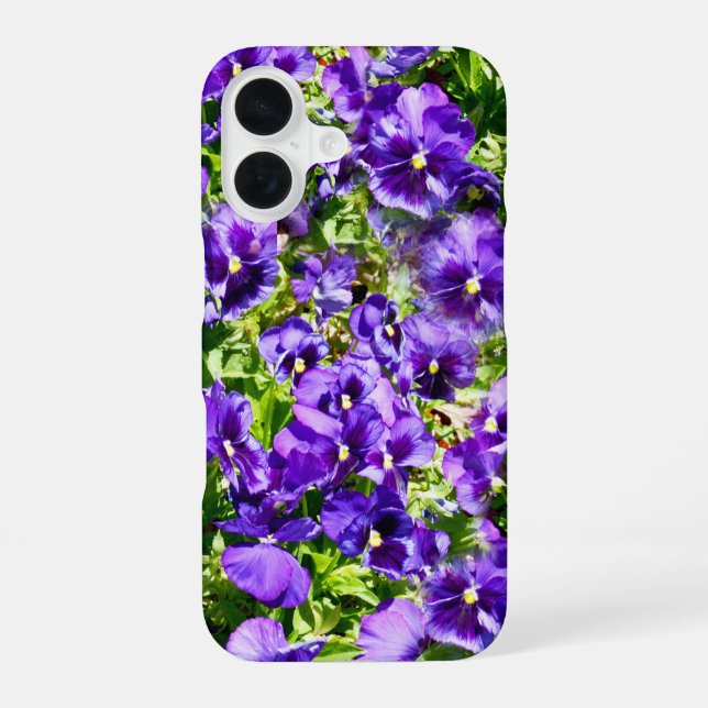 Purple Pansy Field, iPhone 16 Case (Back)