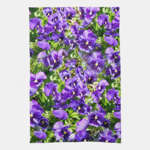Purple Pansy Field, Tea Towel