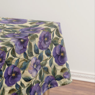Purple Pansy Floral Flower Pansies Tablecloth