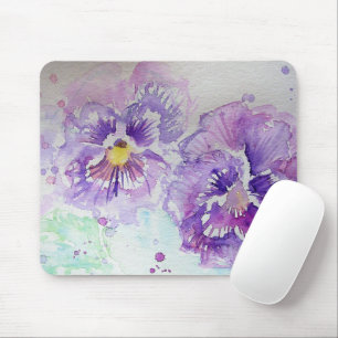 Purple Pansy Floral flowers Computer Mouse Mat Pad