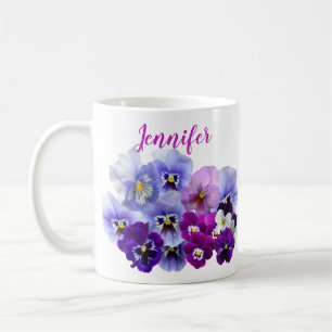 Purple Pansy Floral Garden Coffee Mug