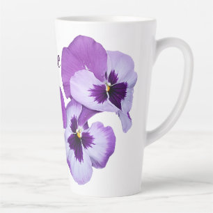  Purple pansy floral Katie name customizable boho Latte Mug