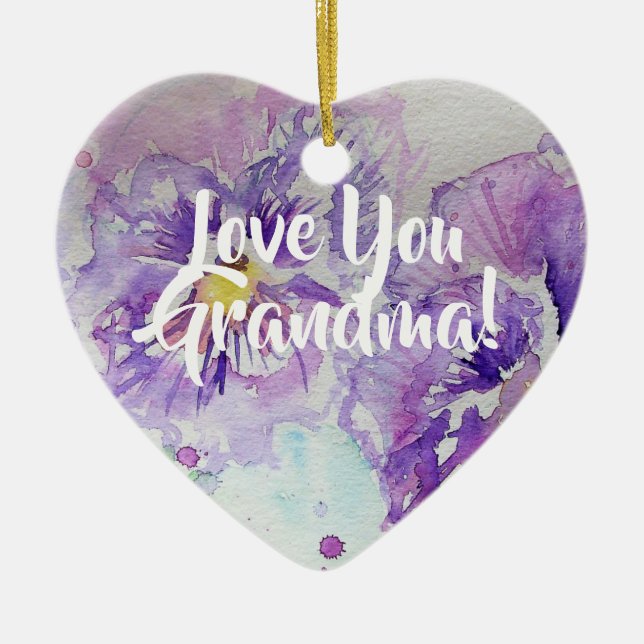 Purple Pansy Floral Love You Grandma Decoration (Front)