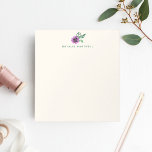 Purple Pansy Floral Personalised Notepad<br><div class="desc">Notepad features a purple pansy flower and green botanical accents in pretty watercolors,  on an ecru background. Coordinating business cards,  notes and more available in our shop!</div>