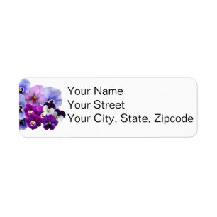 Purple Pansy Floral Return Address Label