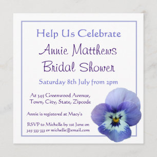 Purple Pansy Flower Bridal Shower Invite