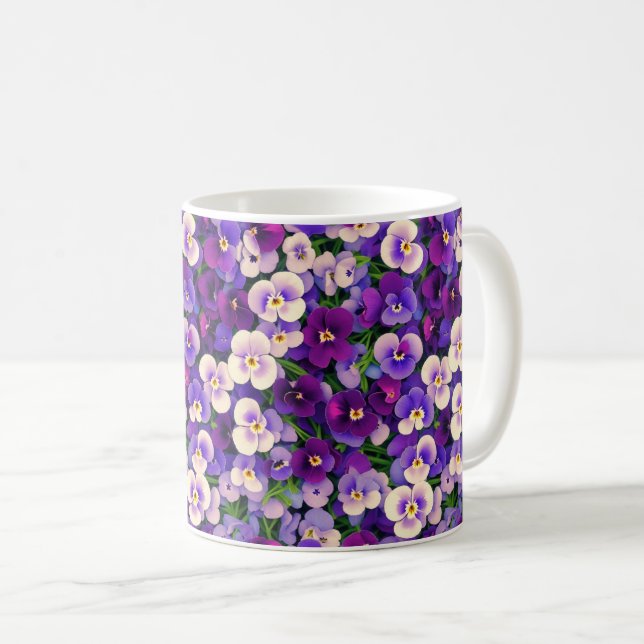 Purple Pansy Flower Coffee Mug (Front Right)