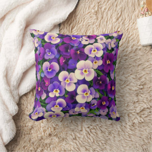 Purple Pansy Flower Cushion