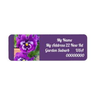 Purple Pansy Flower Floral Return Address Labels