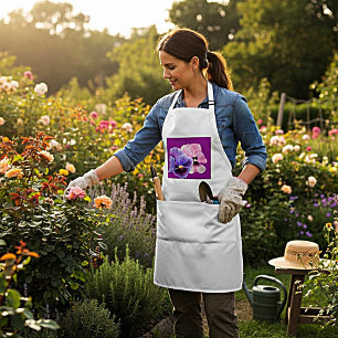 Purple Pansy Flower Garden Apron
