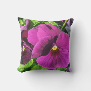 Purple Pansy Flower Photo  Cushion