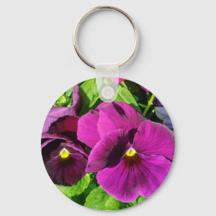 Purple Pansy Flower Photo  Key Ring