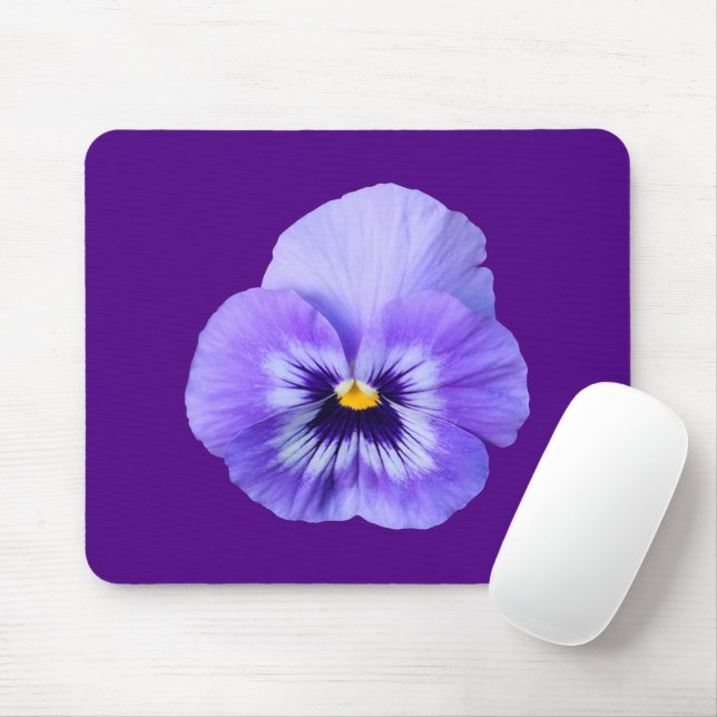 Purple Pansy Flower Printed on Mouse Pad (With Mouse)