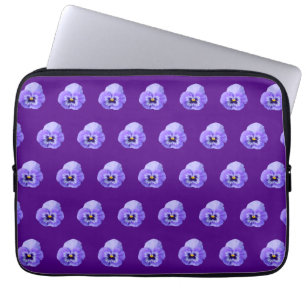 Purple Pansy Flower Seamless Pattern on Laptop Sleeve