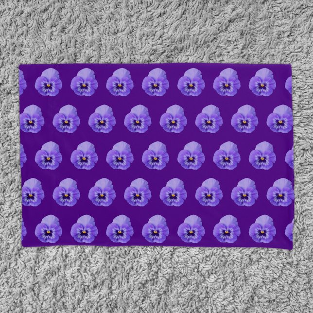 Purple Pansy Flower Seamless Pattern on Pillowcase (Purple Pansy flower seamless pattern on pillow case)