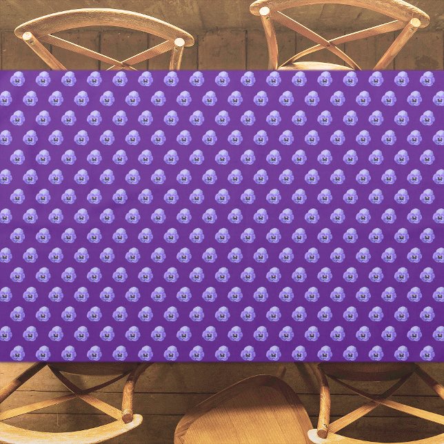 Purple Pansy Flower Seamless Pattern on Tablecloth (Purple Pansy flower seamless pattern on tablecloth)