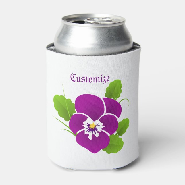 Purple Pansy Flower Thunder_Cove Can Cooler (Can Front)