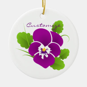 Purple Pansy Flower Thunder_Cove Ceramic Ornament