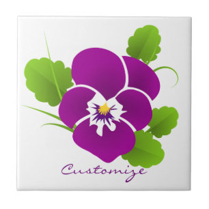 Purple Pansy Flower Thunder_Cove Ceramic Tile