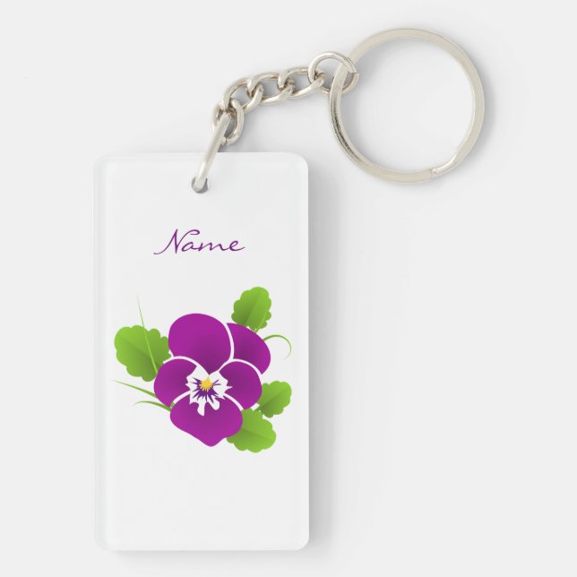 Purple Pansy Flower Thunder_Cove Key Ring (Back)