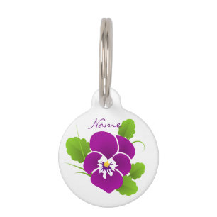 Purple Pansy Flower Thunder_Cove Pet Tag