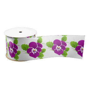 Purple Pansy Flower Thunder_Cove Satin Ribbon